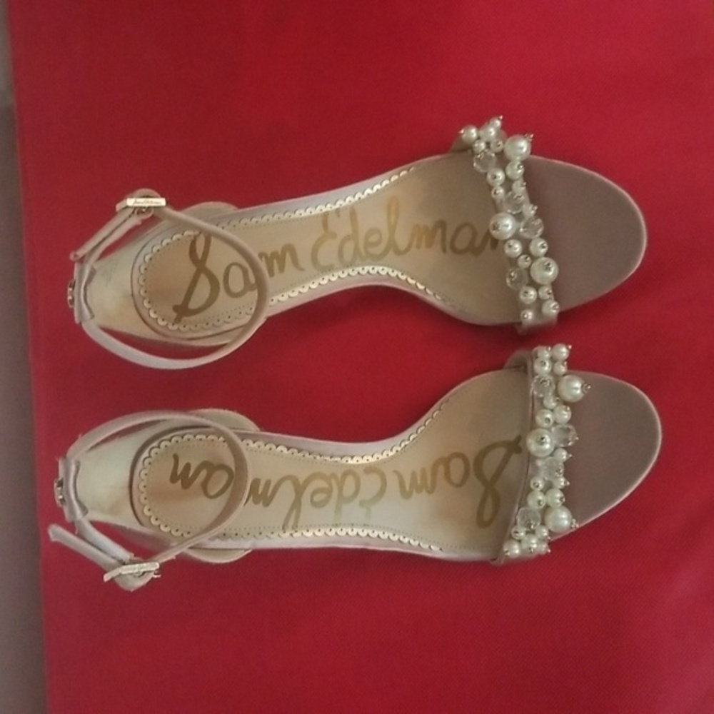 ❤❤️ Sam Edelman Dressy Heel Front Strap w-Pearl Bead - Blush Pink - Picture 3 of 9